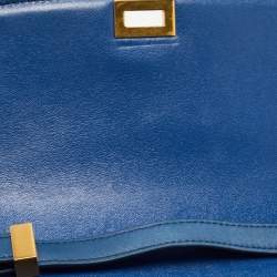 Pre Owned Celine Blue Leather Medium Classic Box Shoulder Bag