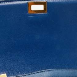 Pre Owned Celine Blue Leather Medium Classic Box Shoulder Bag