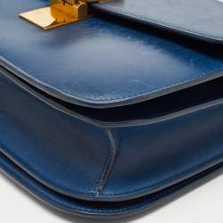 Pre Owned Celine Blue Leather Medium Classic Box Shoulder Bag