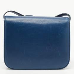 Pre Owned Celine Blue Leather Medium Classic Box Shoulder Bag