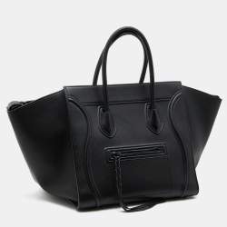 Pre Owned Celine Black Leather Medium Phantom Luggage Tote