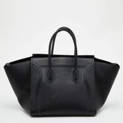 Pre Owned Celine Black Leather Medium Phantom Luggage Tote