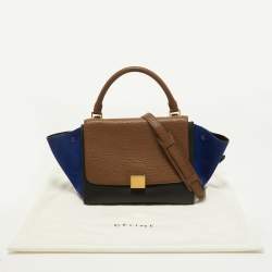 Pre Owned Celine Tri Color Leather and Nubuck Small Trapeze Top Handle Bag