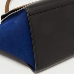 Pre Owned Celine Tri Color Leather and Nubuck Small Trapeze Top Handle Bag