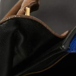 Pre Owned Celine Tri Color Leather and Nubuck Small Trapeze Top Handle Bag