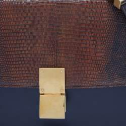 مملوكة مسبقًا Celine Dark Brown Lizard and Leather Medium Classic Box Bag