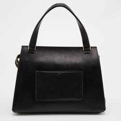 Pre Owned Celine Black/Beige Leather Medium Edge Top Handle Bag