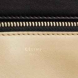 Pre Owned Celine Black/Beige Leather Medium Edge Top Handle Bag