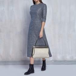 Pre Owned Céline Black/Off White Canvas and Leather Small Edge Bag