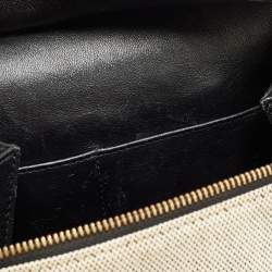 Pre Owned Céline Black/Off White Canvas and Leather Small Edge Bag
