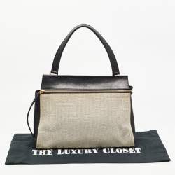 Pre Owned Céline Black/Off White Canvas and Leather Small Edge Bag