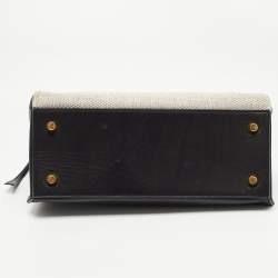 Pre Owned Céline Black/Off White Canvas and Leather Small Edge Bag