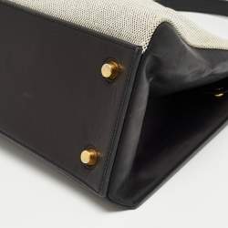 Pre Owned Céline Black/Off White Canvas and Leather Small Edge Bag