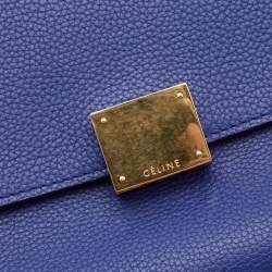 مملوكة مسبقًا Celine Blue Leather and Suede Medium Trapeze Top Handle Bag