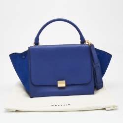 مملوكة مسبقًا Celine Blue Leather and Suede Medium Trapeze Top Handle Bag