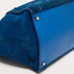 Pre Owned Celine Blue Leather and Suede Medium Phantom Luggage Tote