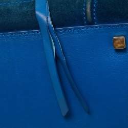 Pre Owned Celine Blue Leather and Suede Medium Phantom Luggage Tote
