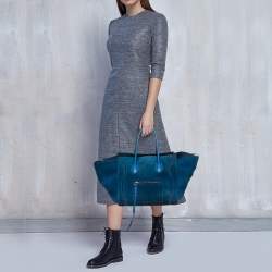 Pre Owned Celine Blue Leather and Suede Medium Phantom Luggage Tote