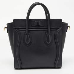 Pre Owned Celine Black Leather Nano Luggage Tote