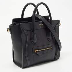 Pre Owned Celine Black Leather Nano Luggage Tote