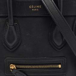 Pre Owned Celine Black Leather Nano Luggage Tote