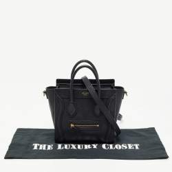 Pre Owned Celine Black Leather Nano Luggage Tote