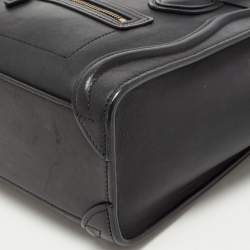 Pre Owned Celine Black Leather Nano Luggage Tote