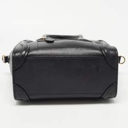 Pre Owned Celine Black Leather Nano Luggage Tote