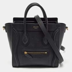 Pre Owned Celine Black Leather Nano Luggage Tote