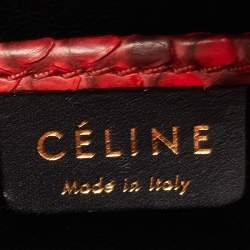 Pre Owned Celine Red/Black Python and Leather Nano  Luggage Tote