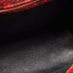 Pre Owned Celine Red/Black Python and Leather Nano  Luggage Tote