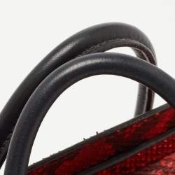 Pre Owned Celine Red/Black Python and Leather Nano  Luggage Tote
