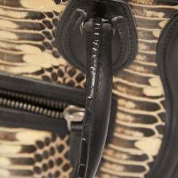 Pre Owned Celine Tri Color Watersnake and Leather Nano Luggage Tote