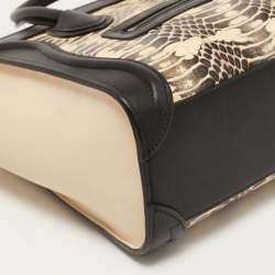 Pre Owned Celine Tri Color Watersnake and Leather Nano Luggage Tote