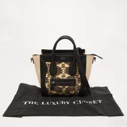 Pre Owned Celine Tri Color Watersnake and Leather Nano Luggage Tote