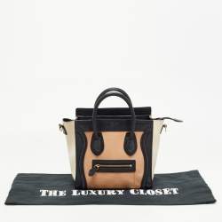 Pre Owned Celine Tri Color Leather Nano Luggage Tote