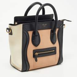 Pre Owned Celine Tri Color Leather Nano Luggage Tote