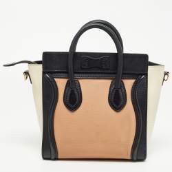 Pre Owned Celine Tri Color Leather Nano Luggage Tote