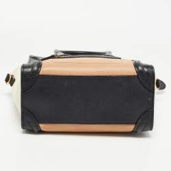 Pre Owned Celine Tri Color Leather Nano Luggage Tote