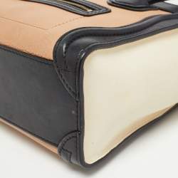 Pre Owned Celine Tri Color Leather Nano Luggage Tote