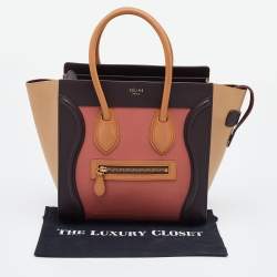 مملوكة مسبقًا حقيبة سيلين مايكرو لاغيدج جلد ونوبوك ثلاثية اللون