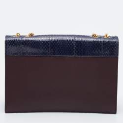 Pre Owned Celine Multicolor Leather and Watersnake Leather Pocket Envelope Shoulder Bag