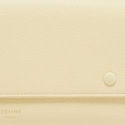 Pre Owned Celine Cream Leather Multifunction Flap Wallet