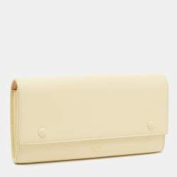 Pre Owned Celine Cream Leather Multifunction Flap Wallet
