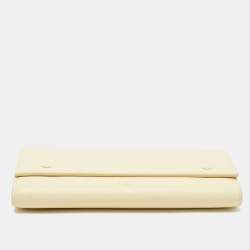 Pre Owned Celine Cream Leather Multifunction Flap Wallet