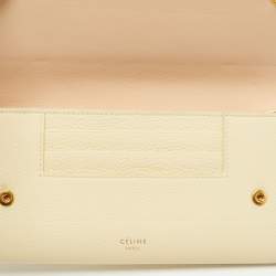Pre Owned Celine Cream Leather Multifunction Flap Wallet