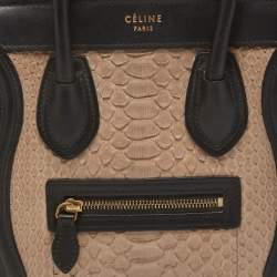 Celine Black/Beige Python and Leather Nano Luggage Tote