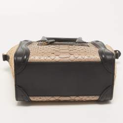 Celine Black/Beige Python and Leather Nano Luggage Tote