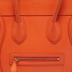 Pre Owned Celine Orange Leather Mini Luggage Tote