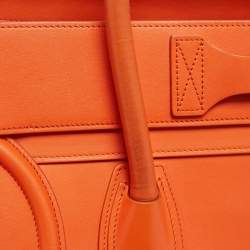 Pre Owned Celine Orange Leather Mini Luggage Tote